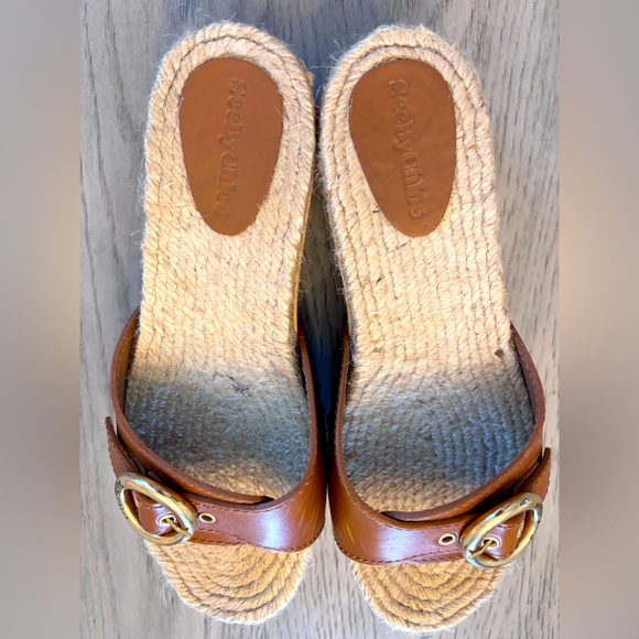 See By Chloé Viviane Buckled LeatherSlide Clog In Light Brown Size 38/7.5 - Picture 3 of 12